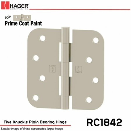 HAGER HINGE 4 x 4 in. 0.25 in. Radius No.29731 Steel Mortres Hinge - Prime Coat RC174942D14